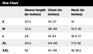 Size Chart Golf Shirt