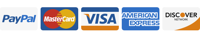 We accept MasterCard, Visa, American Express and Discover through PayPal